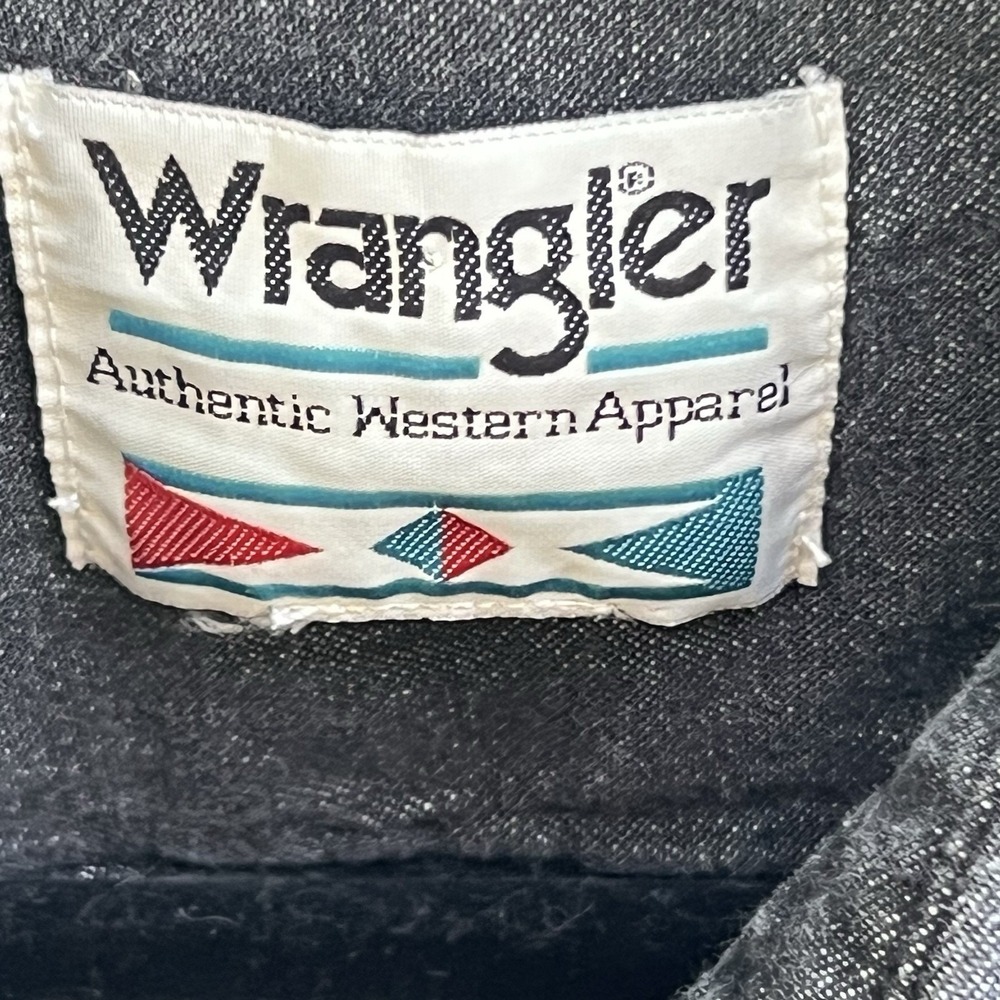 Vintage Wrangler Womens M Aged Black Denim Western Beaded Shirt Rodeo Cowgirl - Picture 4 of 5